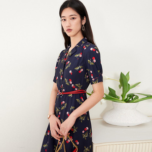音儿女装2022夏季新款樱桃衬衫a字裙西装气质感连衣裙 lc62205027