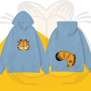 卡通动漫连帽加绒卫衣男女宽松学生情侣装秋冬潮动画片衣服加菲猫