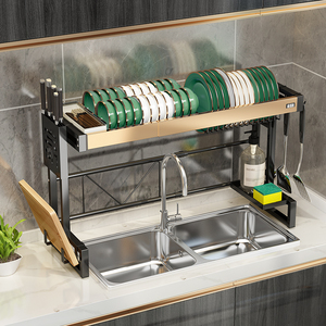 伸缩厨房水槽置物架放碗架洗碗槽沥水碗碟架多功能水池碗盘收纳架