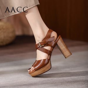年夏季新款仙女风一字扣带高跟鞋百搭时尚鱼嘴女鞋菲斯鱼旗舰店153