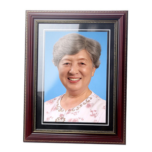 老人遗像定制实木相框镜框12形16寸黑卡纸专用挂墙摆台照片修高清
