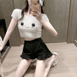 短款显瘦很仙的上衣女夏季新款打底衫学生小个子短袖修身白色t恤