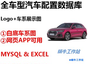 全车型汽车配置参数数据库、品牌Logo、白底车系图、Excel表