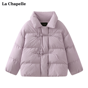 拉夏贝尔/La Chapelle冬季新款国风盘扣棉服女甜美宽松短款外套厚