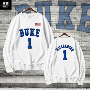 美国篮球队服杜克大学卫衣圆领男女DUKE球衣服薄长袖锡安威廉姆森