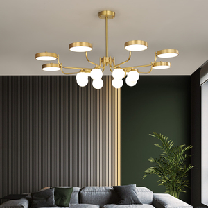 全铜北欧吊灯后现代简约客厅主灯轻奢风格大气餐厅卧室全铜灯具