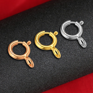 纯18k金弹簧扣 手链项链扣子 链接扣头黄金白金玫瑰金diy配件绳扣