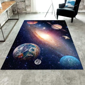 蓝色宇宙星空太空地垫星球火箭太阳系地毯儿童房幼儿园卧室游戏垫