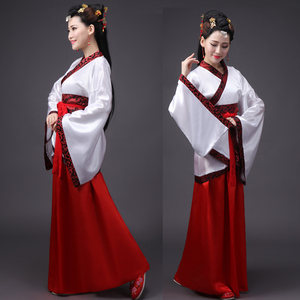 出租 古代汉唐伴娘汉服襦裙民族服演出服团毕业拍照校园风服装