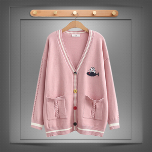 初中生春秋针织毛衣开衫高中少女学生休闲百搭文艺款长袖针织外套