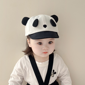 3-18个月婴儿帽子春秋薄款宝宝鸭舌帽遮阳防晒棒球帽可爱卡通熊猫