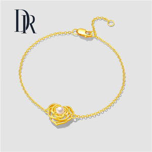 dr rose love系列心动玫瑰黄金手链足金首饰送女友官方旗舰店正品