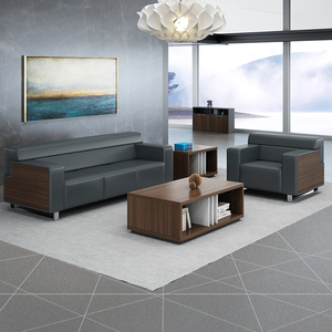 简约现代办公室沙发茶几组合套装 会客区接待商务创意沙发三人位