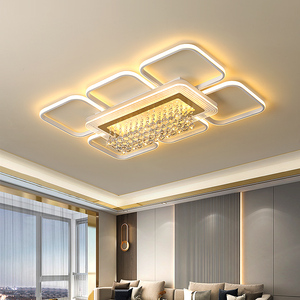轻奢圆形客厅水晶灯现代简约亚克力吸顶灯创意LED花型卧室房间灯