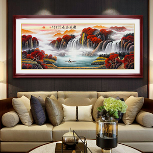 鸿运当头国画山水画风水靠山图中式客厅装饰画办公室挂画招财壁画