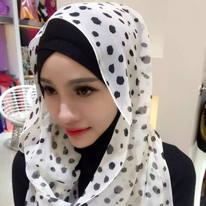 穆斯林头巾 埃及几何斑点雪纺长巾 女 夏季纱巾回族民族风盖头