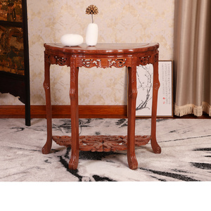 中式红木刺猬紫檀半圆桌子玄关桌半月台端景台靠墙桌墙边桌角落桌