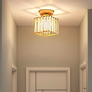 现代简约水晶走廊灯玄关灯入户门过道灯阳台灯客厅天花明装筒灯饰