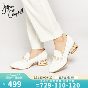 美国Jeffrey Campbell白色尖头珍珠装饰后跟简约低帮女鞋新款单鞋
