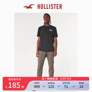 Hollister24春夏新款斜纹布慢跑束腿修身运动休闲裤男 356618-1