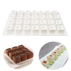 28连魔方凹槽慕斯硅胶模具方块鹅肝巧克力法式甜点蛋糕烘焙磨具