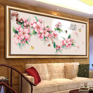 5d钻石画满钻2018新款客厅桃花点钻水晶2019十字绣线绣清新砖石秀