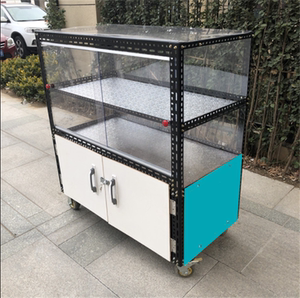 多功能双层透明展示柜糖葫芦卤菜卤味带门防尘带窗小吃推车带轮子