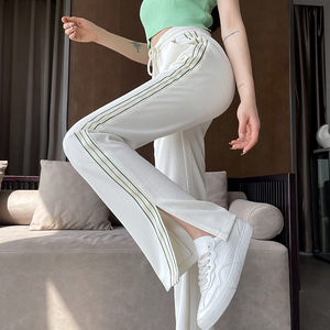 80palglg旗舰店天猫2022新款宽松开叉阔腿裤女夏季薄款高腰垂感休闲