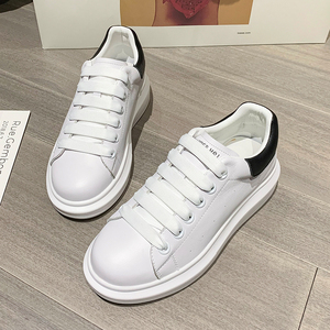 真皮牛皮麦昆小白鞋女2021春夏新款厚底女鞋子百搭休闲运动板鞋爆