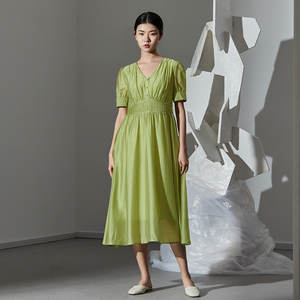 片断气质优雅女士短袖连衣裙p1b125258l03