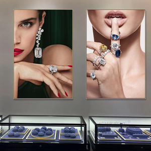 珠宝店装饰画首饰奢侈品戒指钻戒背景墙挂画寄卖行金店墙面壁画