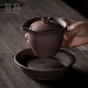 复古日式原矿粗陶无釉茶壶手拉胚手抓壶陶瓷创意茶具家用小泡茶器
