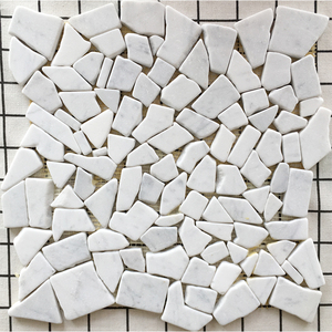白色石材马赛克墙贴鱼池大理石仿古背景墙鹅卵石碎拼卫生间乱拼