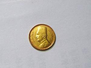 埃及法乌德国王左侧1930年20皮阿斯特金币1.7克900金 好品相少见