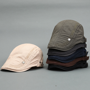 前进帽贝雷帽夏季个性潮英伦帽子男卡其色男士潮牌中年夏天遮阳帽