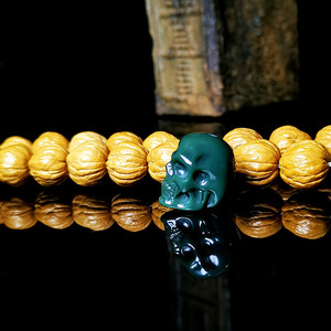 天然原矿阿拉善玛瑙绿碧玉蓝绿红骷髅背云三通佛头配饰配件隔顶珠