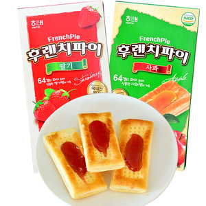 韩国食品海太果酱派饼干192g/盒草莓苹果千层酥曲奇点心进口零食