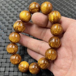 饰品手链人造金丝海柳手链金黄蜜蜡手链16*18*20*22*25毫米手串