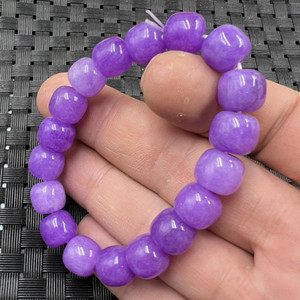 玉石手链紫罗兰路路通手链石英岩玉老型珠手链玉手串紫色手环手饰