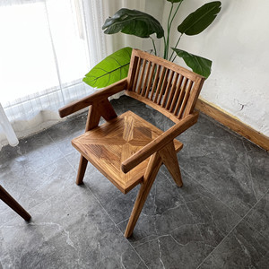 老榆木椅子侘寂风家具餐椅书房椅子实木ins靠背椅咖啡椅民宿椅子