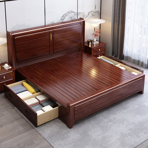 海棠木实木双人床