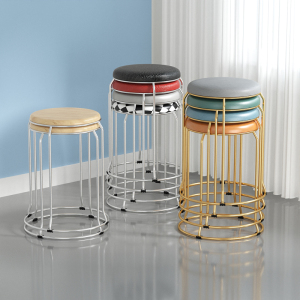 商用钢筋凳子餐厅板凳结实可叠放餐饮圆凳简约家用加厚塑料轻奢凳