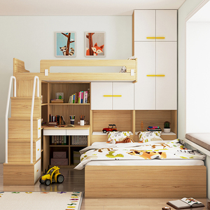 寝舒堡 小户型多功能组合床定制上下铺带衣柜书桌儿童交错子母床