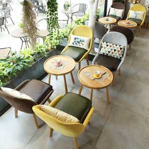 网红休闲咖啡厅甜品奶茶店桌椅组合三件套教育机构家长休息区椅子