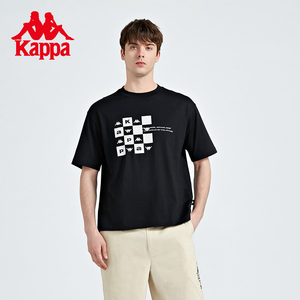 Kappa卡帕短袖男女棋盘格印花运动T恤宽松休闲半袖K0CX2TD29D