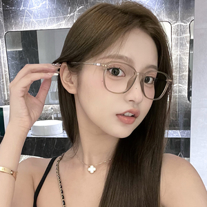 香槟色眼镜近视女可配度数超轻抗蓝光防辐射眼睛框镜架韩版显脸小