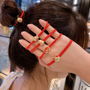 中国风喜庆红绳发圈手链两用新年头绳橡皮筋扎头发头饰女发饰