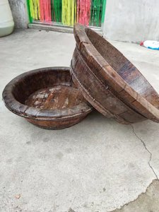 怀旧老旧木盆实木盆老洗衣盆民国沐浴盆大木盆文革洗脚盆怀旧摆件