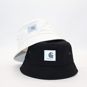 代购正品卡哈特Carhartt折叠渔夫帽工装反光标牌黑白纯色平顶盆帽