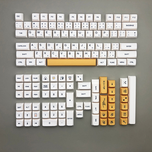 爆款蜜蜂牛奶主题个性键帽日系/英/俄XDA高度PBT材质机械键盘配件